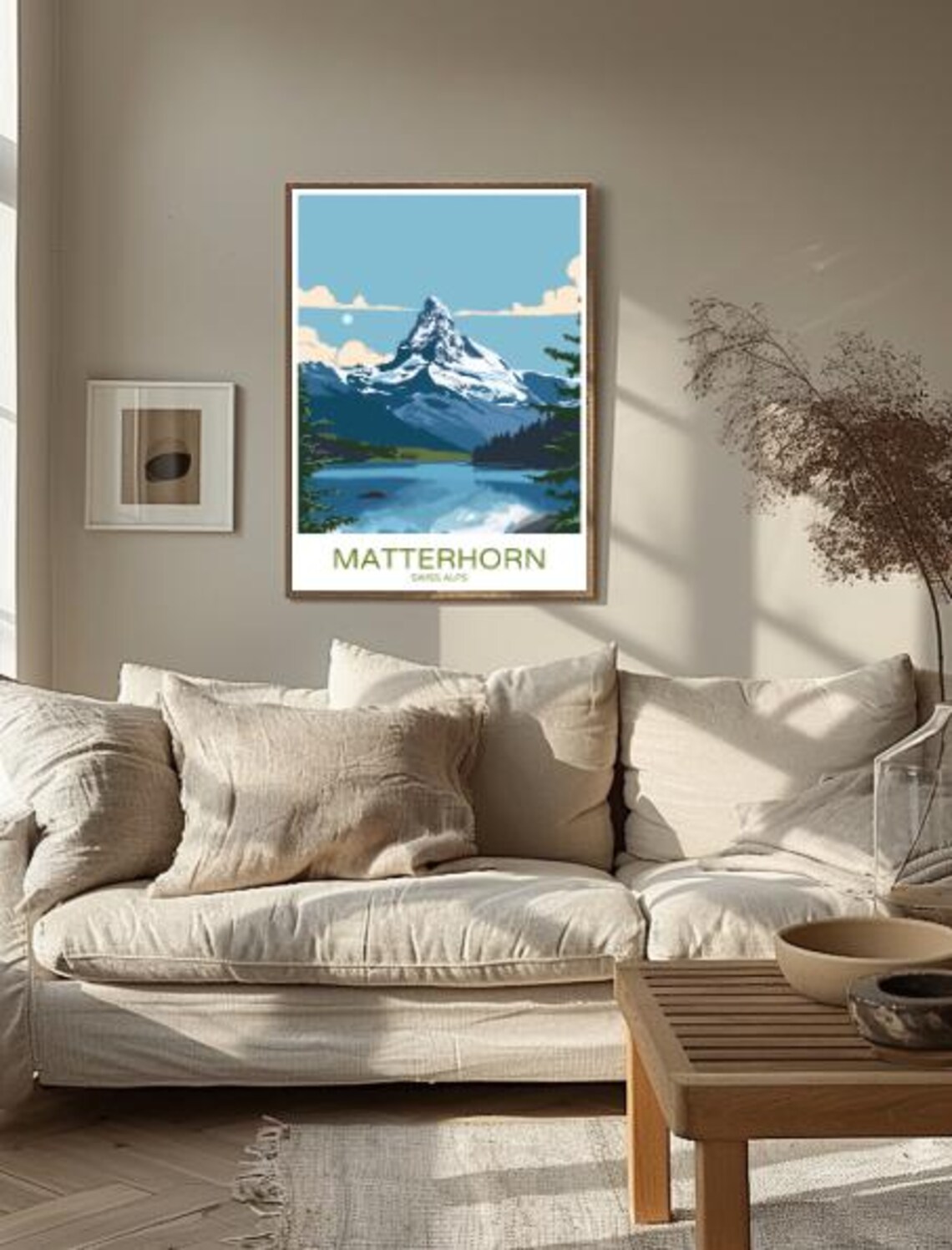 Matterhorn Swiss Alps Snowy Peak Lake Reflection Travel Poster - Image 2