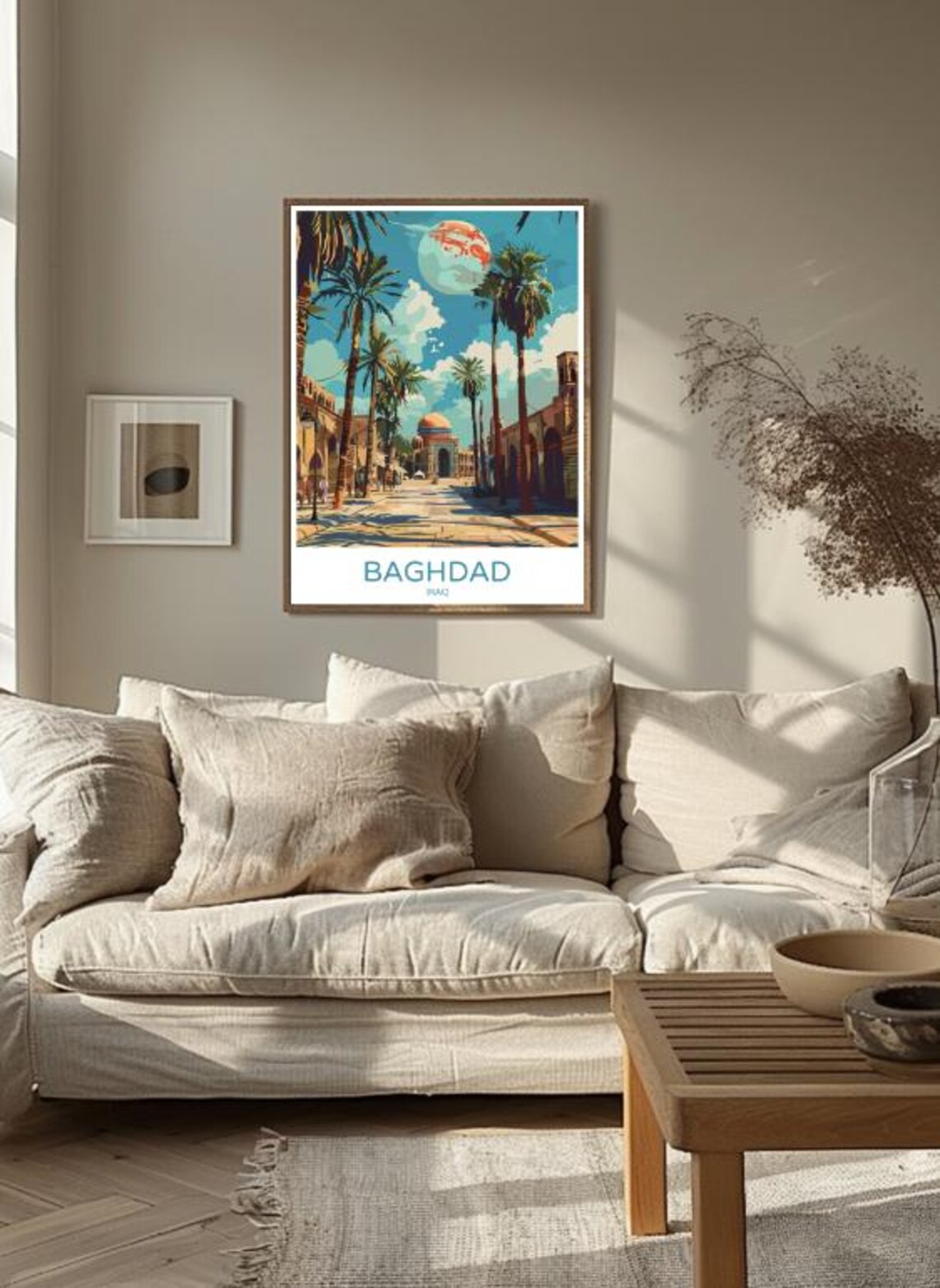 Baghdad Iraq Historic Cityscape Palm Lined Vintage Travel Poster - Image 3