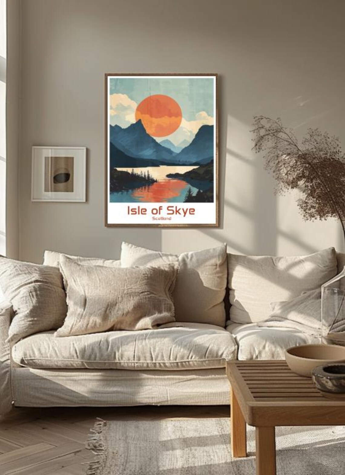 Isle of Skye Scotland Sunset Lake Mountain Illustrated Travel Poster - Image 3