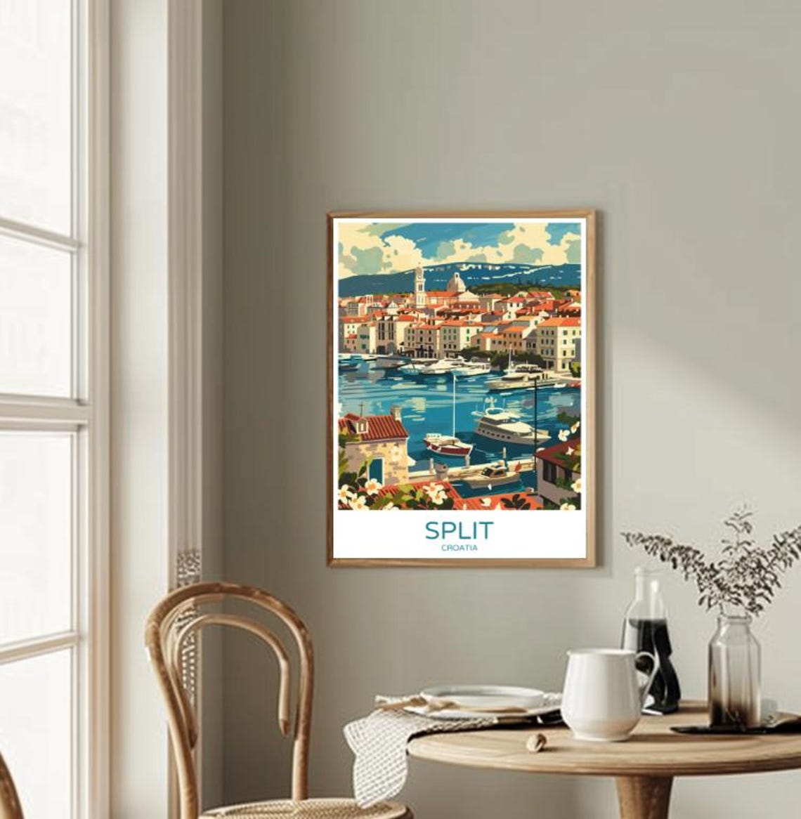 Split Croatia Harbor Travel Poster Adriatic Seafront Marina Cityscape - Image 2