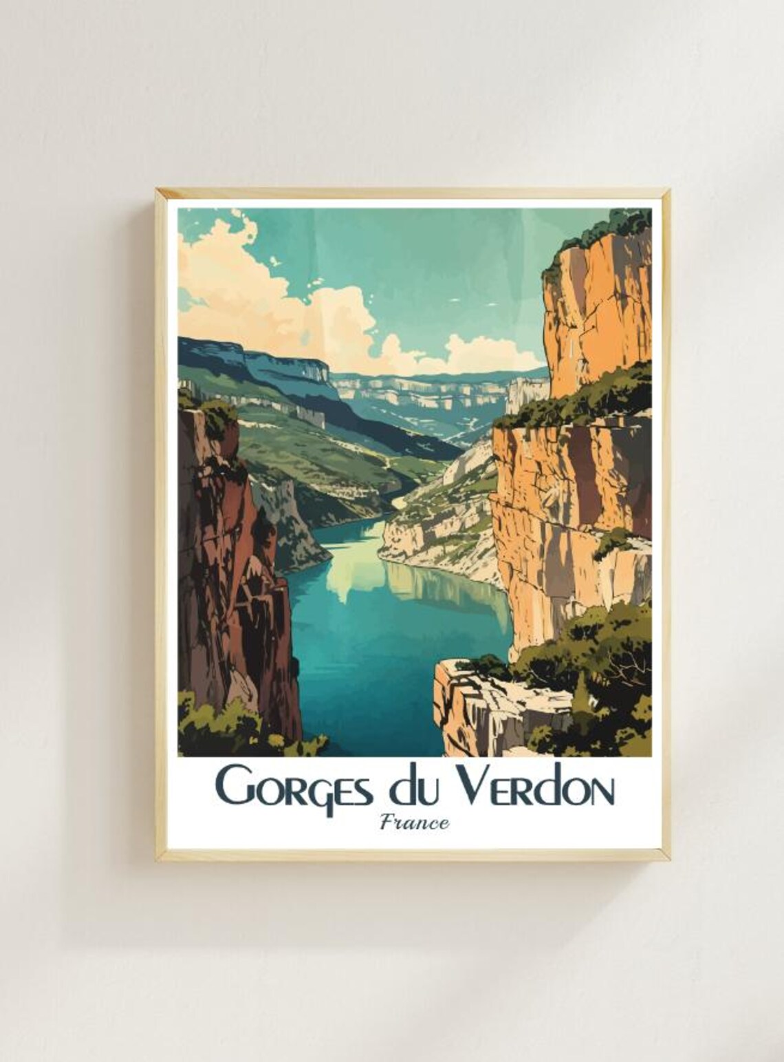 Gorges du Verdon France Travel Poster Turquoise River Canyon