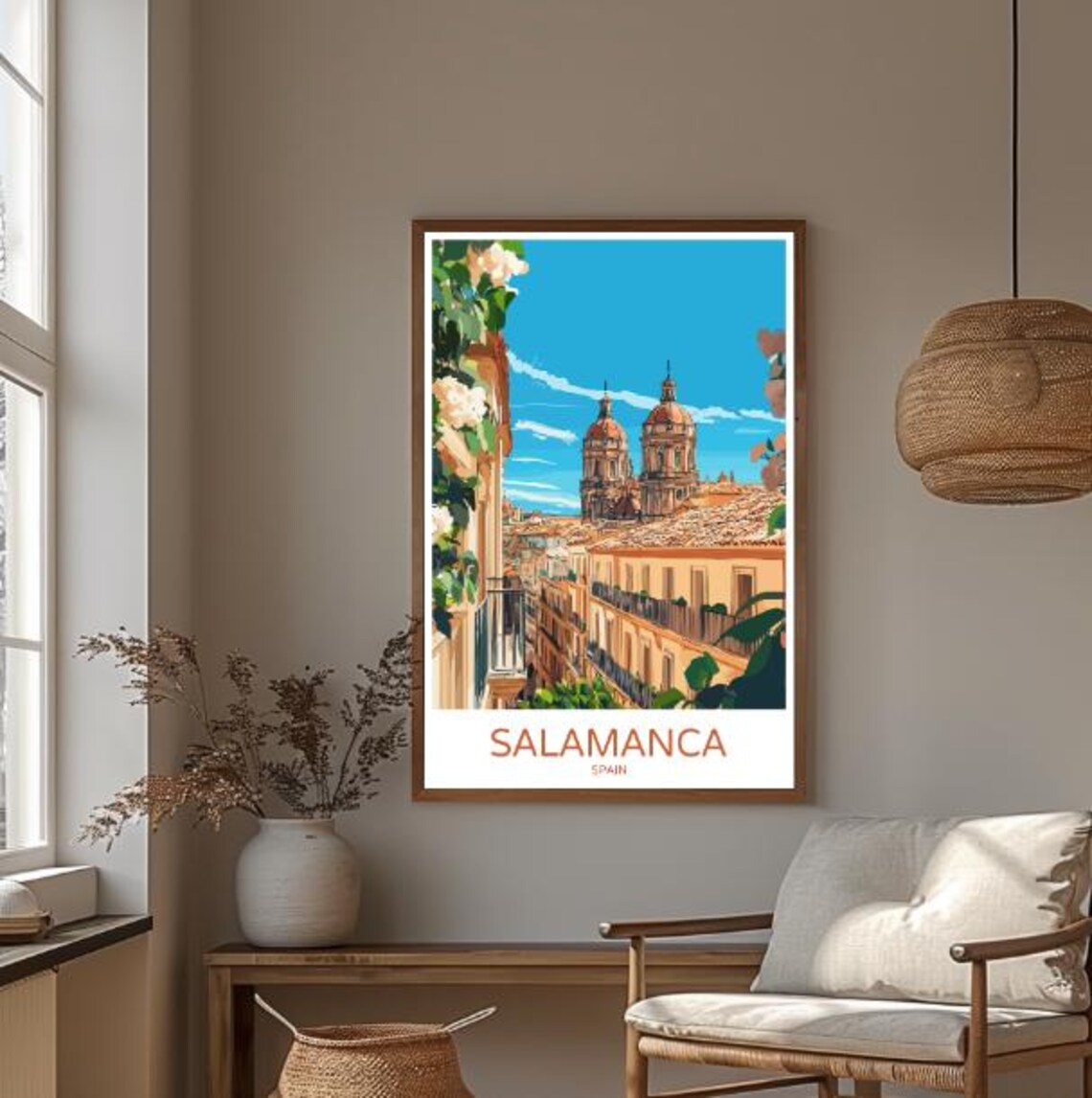 Salamanca Spain Travel Poster Golden Old Town and Twin Domes - Image 3