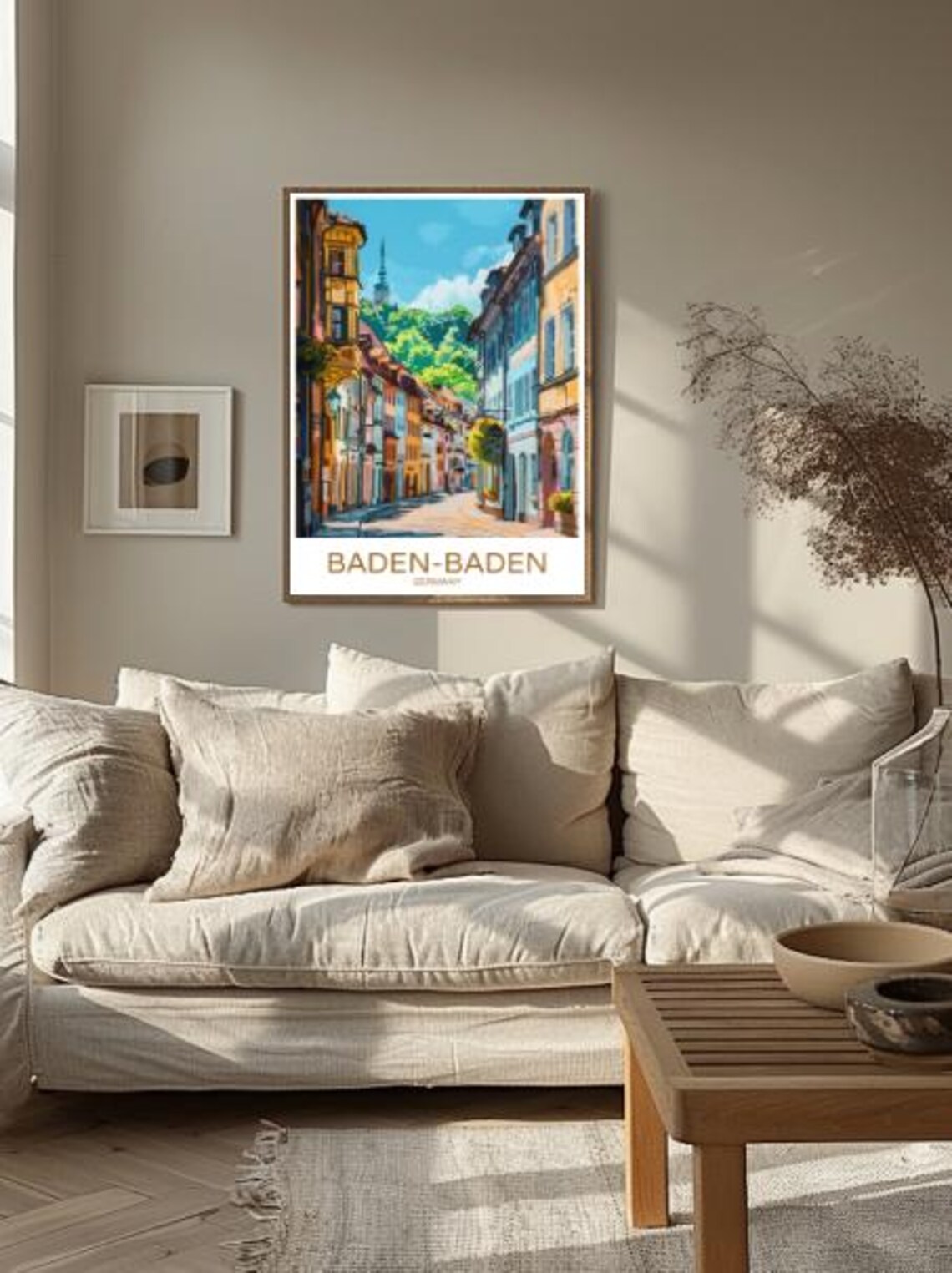 Baden Baden Germany Travel Poster Colorful Old Town Street Art - Image 2