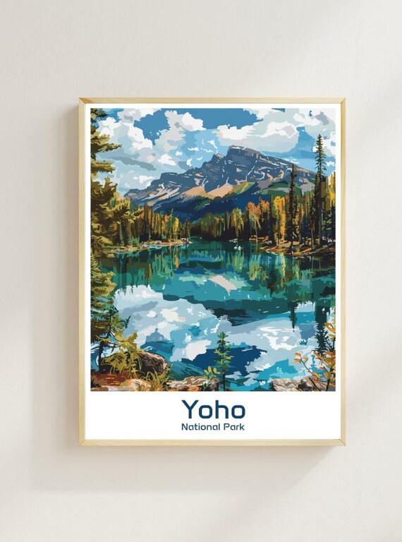 Yoho National Park Emerald Lake Mountain Canada Scenic Poster