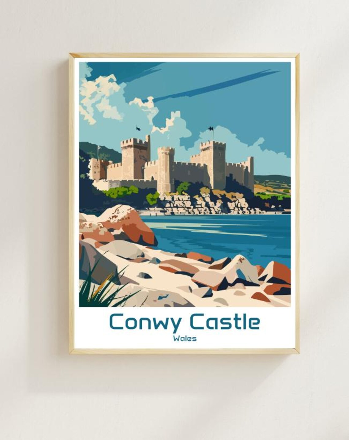 Conwy Castle Wales Scenic Medieval Coastal Fortress Travel Poster