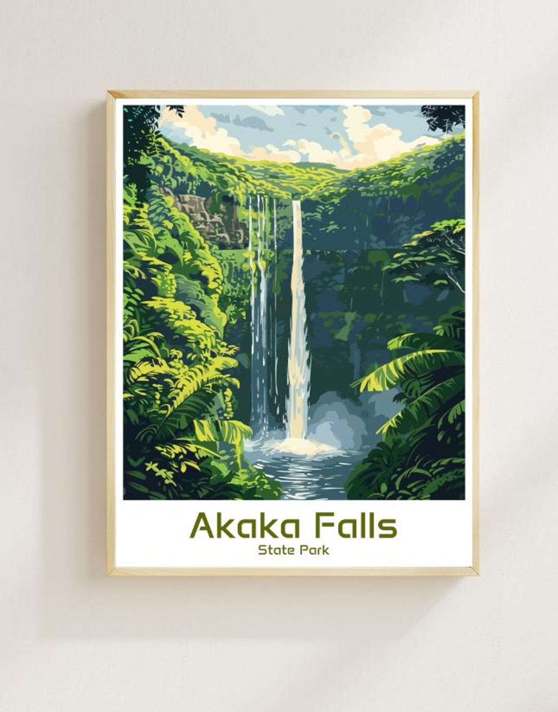 Akaka Falls State Park Tropical Waterfall Lush Rainforest Poster