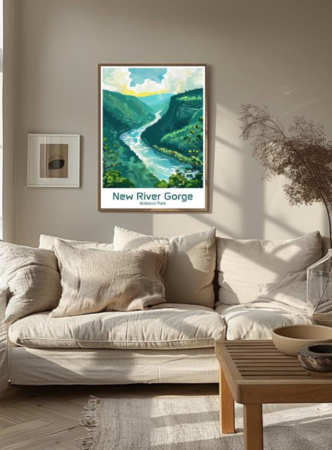New River Gorge National Park Poster Winding River Valley Vintage Art - Image 3