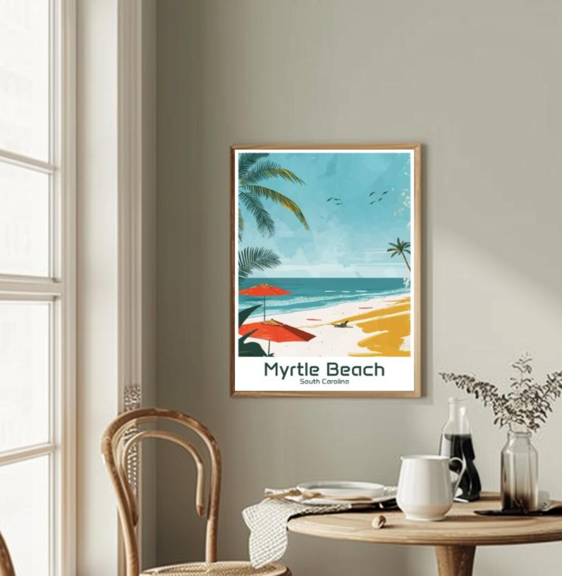 Myrtle Beach South Carolina Vintage Travel Palm Ocean Poster - Image 2