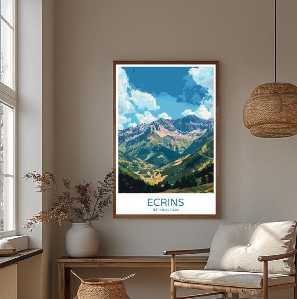 Ecrins National Park Snowy Rocky Peaks Mountain Landscape Poster - Image 3