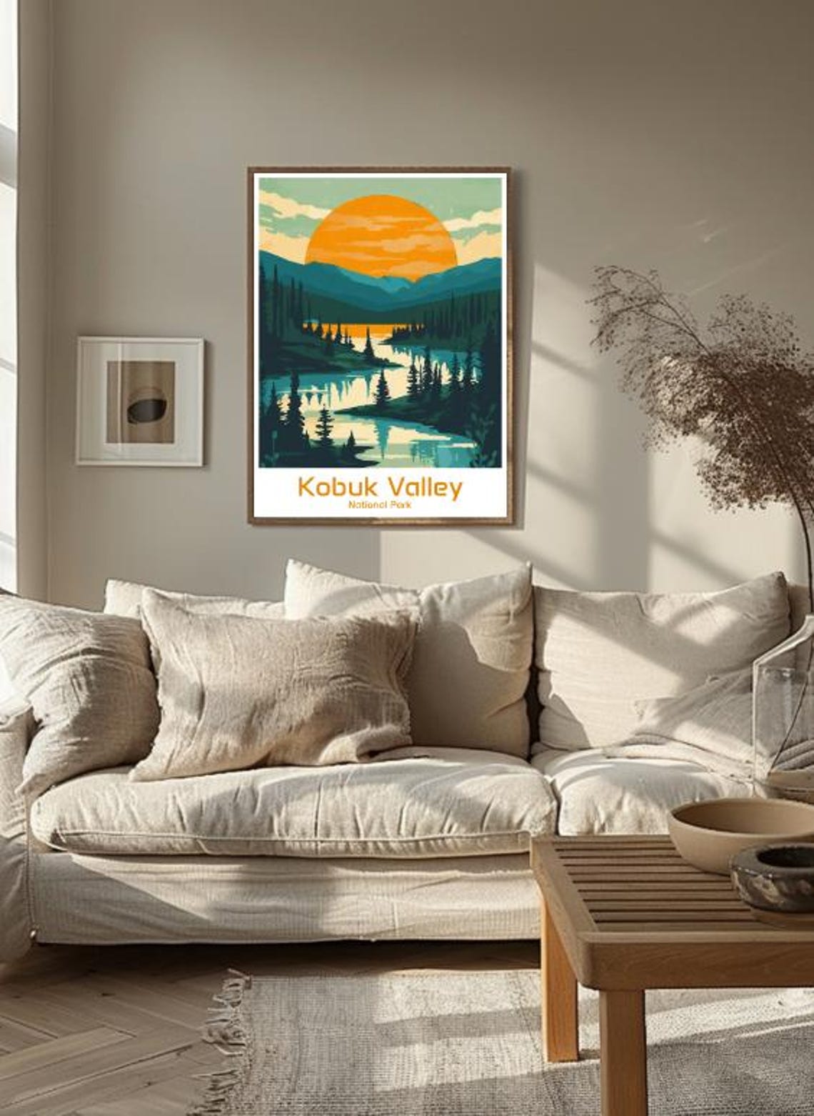 Kobuk Valley National Park Sunset River Forest Illustration Poster - Image 3