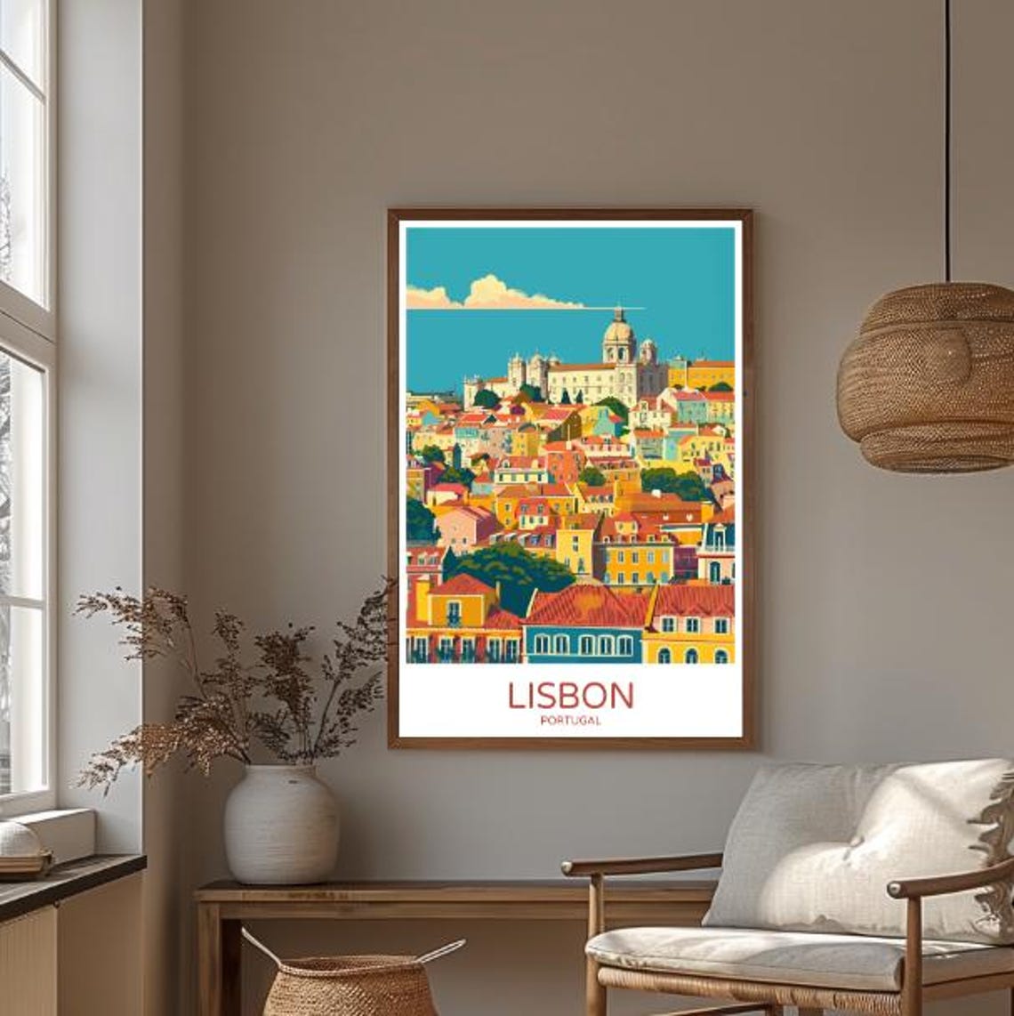 Lisbon Portugal Colorful Hillside Rooftops Scenic Travel Poster - Image 3