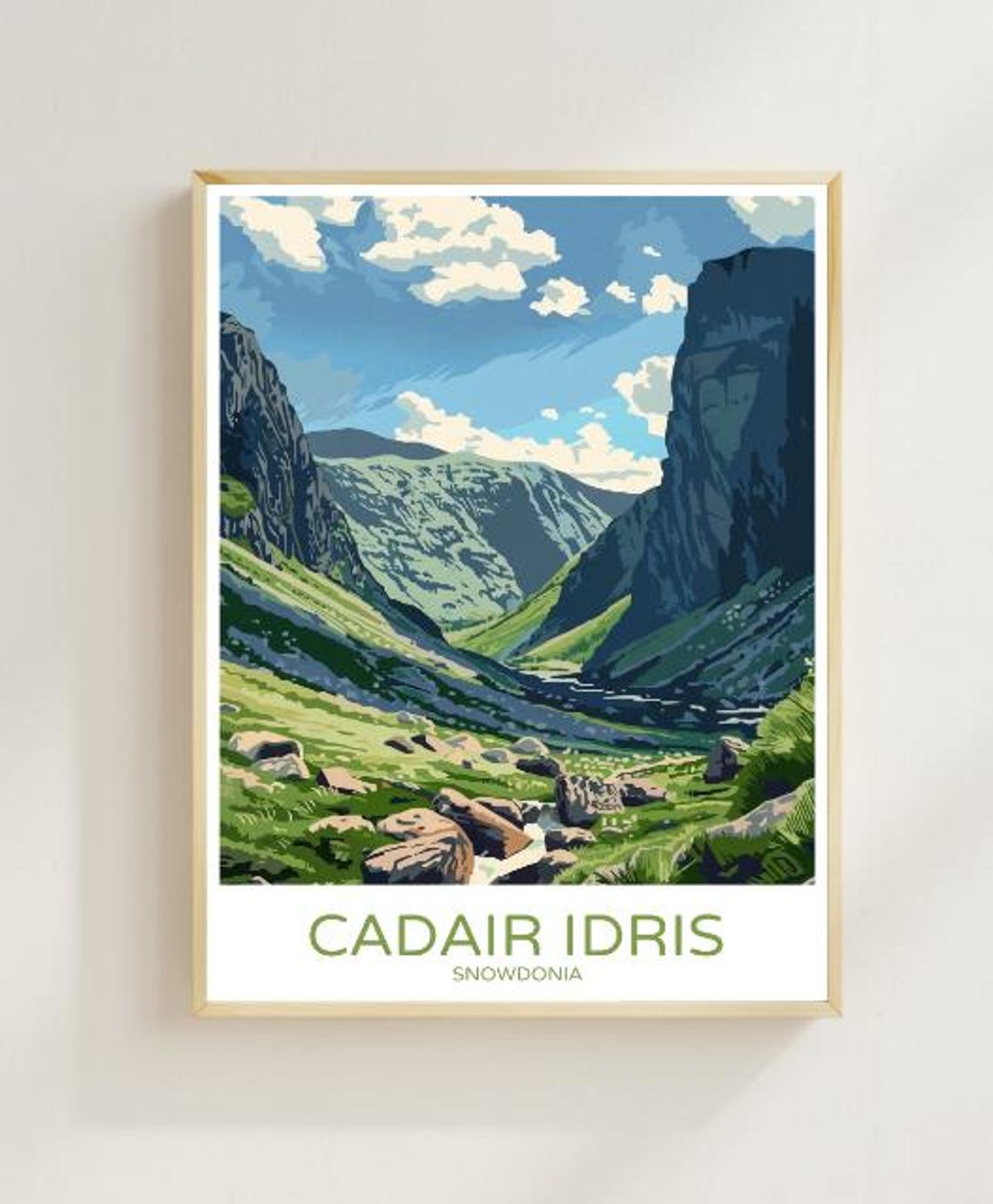 Cadair Idris Snowdonia Welsh Mountain Valley Hiking Travel Poster