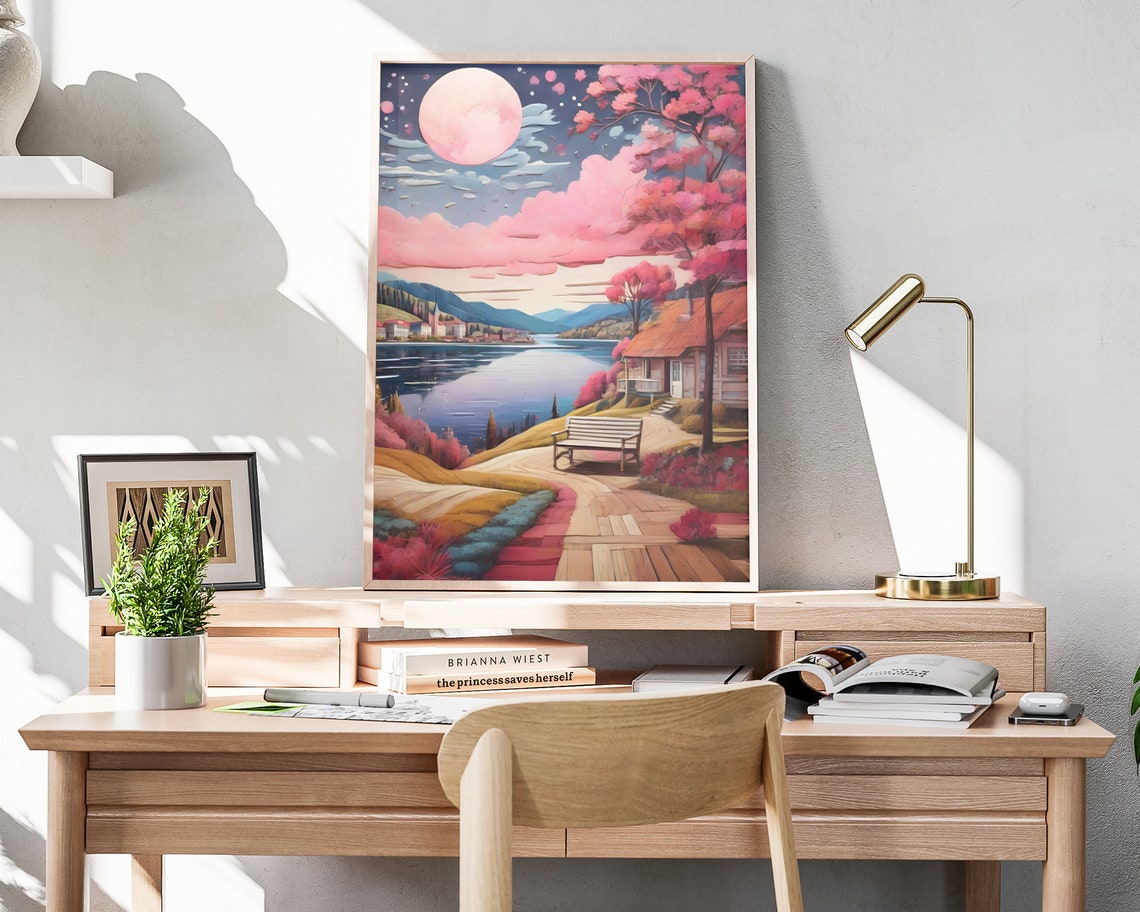 Paris Starry Night Matte Wall Art France Lakeview Artwork Paris France Print European Painting French Art Decor Paris Folk Art Poster - Image 3