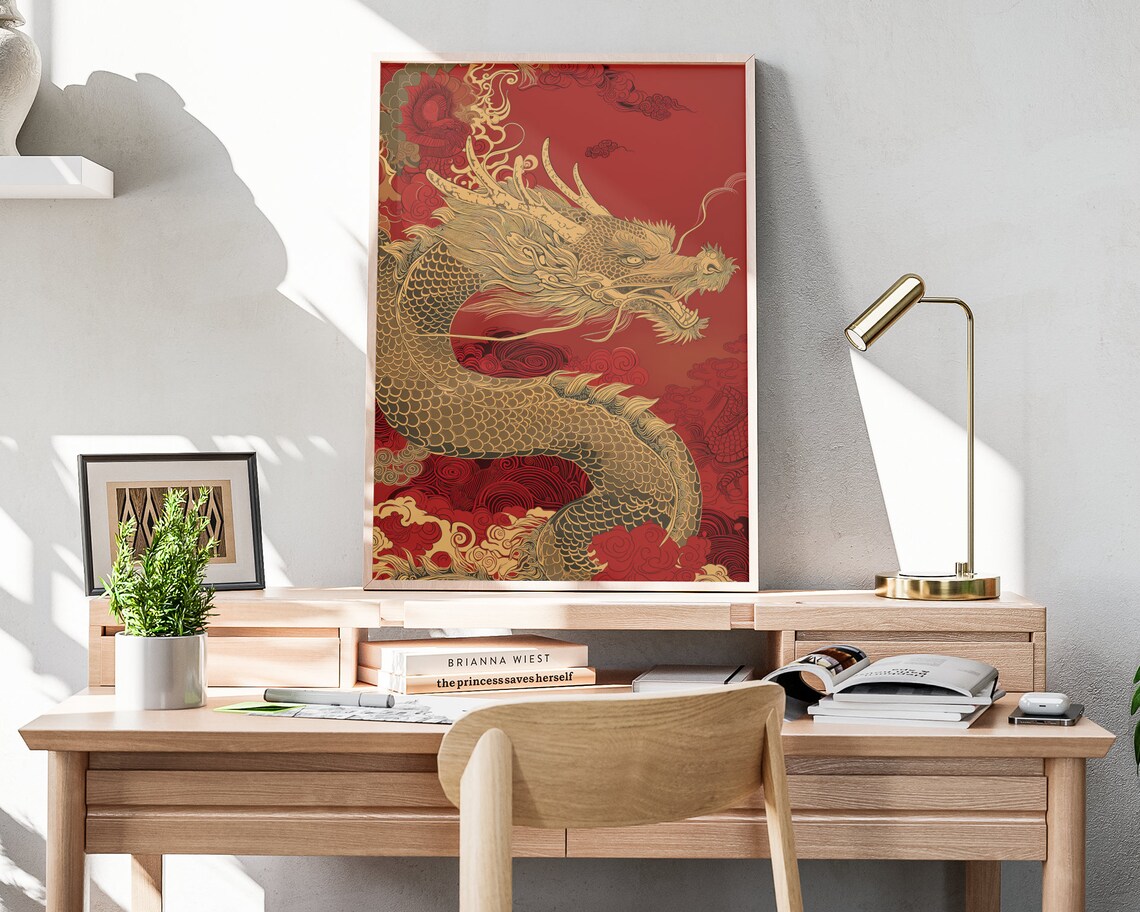 Chinese New Year Dragon Matte Wall Art Lunar New Year Artwork Year Of The Dragon Print Spring Festival Art Chinese Dragon Poster - Image 4
