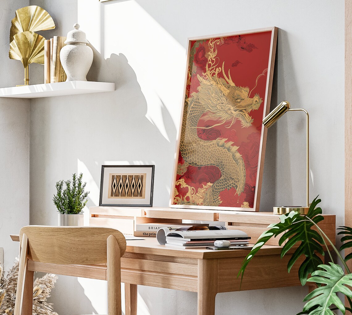 Chinese New Year Dragon Matte Wall Art Lunar New Year Artwork Year Of The Dragon Print Spring Festival Art Chinese Dragon Poster - Image 3