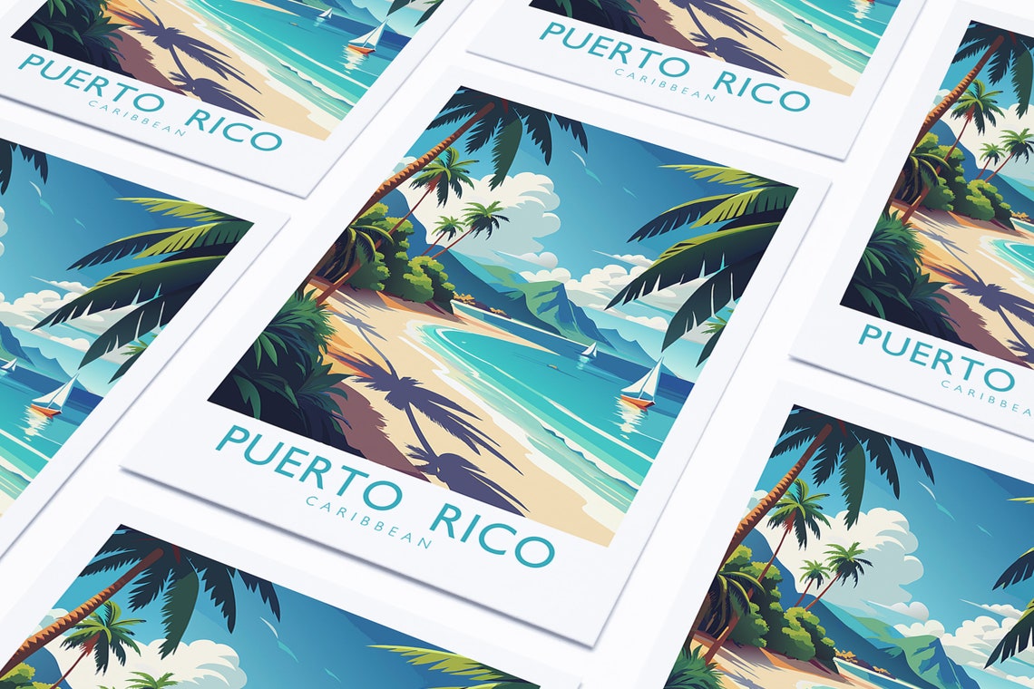 Puerto Rico Travel Print Puerto Rico Poster Caribbean Puerto Rico Art Travel Poster Island Poster Coastal Decor Traveller Gift - Image 4