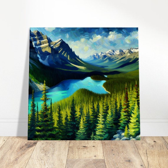 Banff Mystic Mountains Oil Painting Print Impressionism Living Roombedroom Wall Prints Housewarming Gift