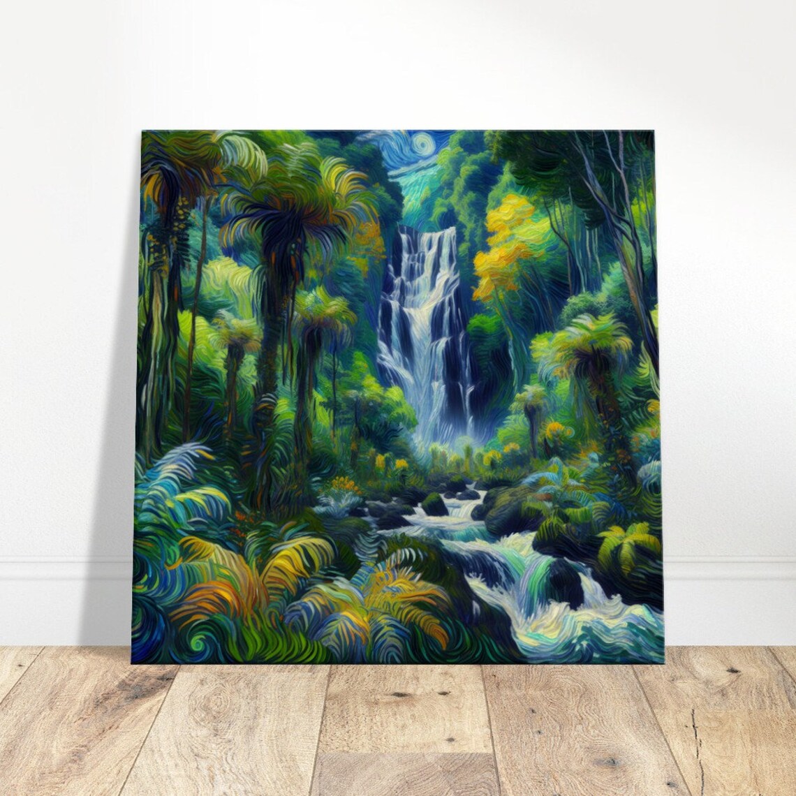 Rainforest Cascade Towering Waterfall in Swirling Jungle Poster - Image 4