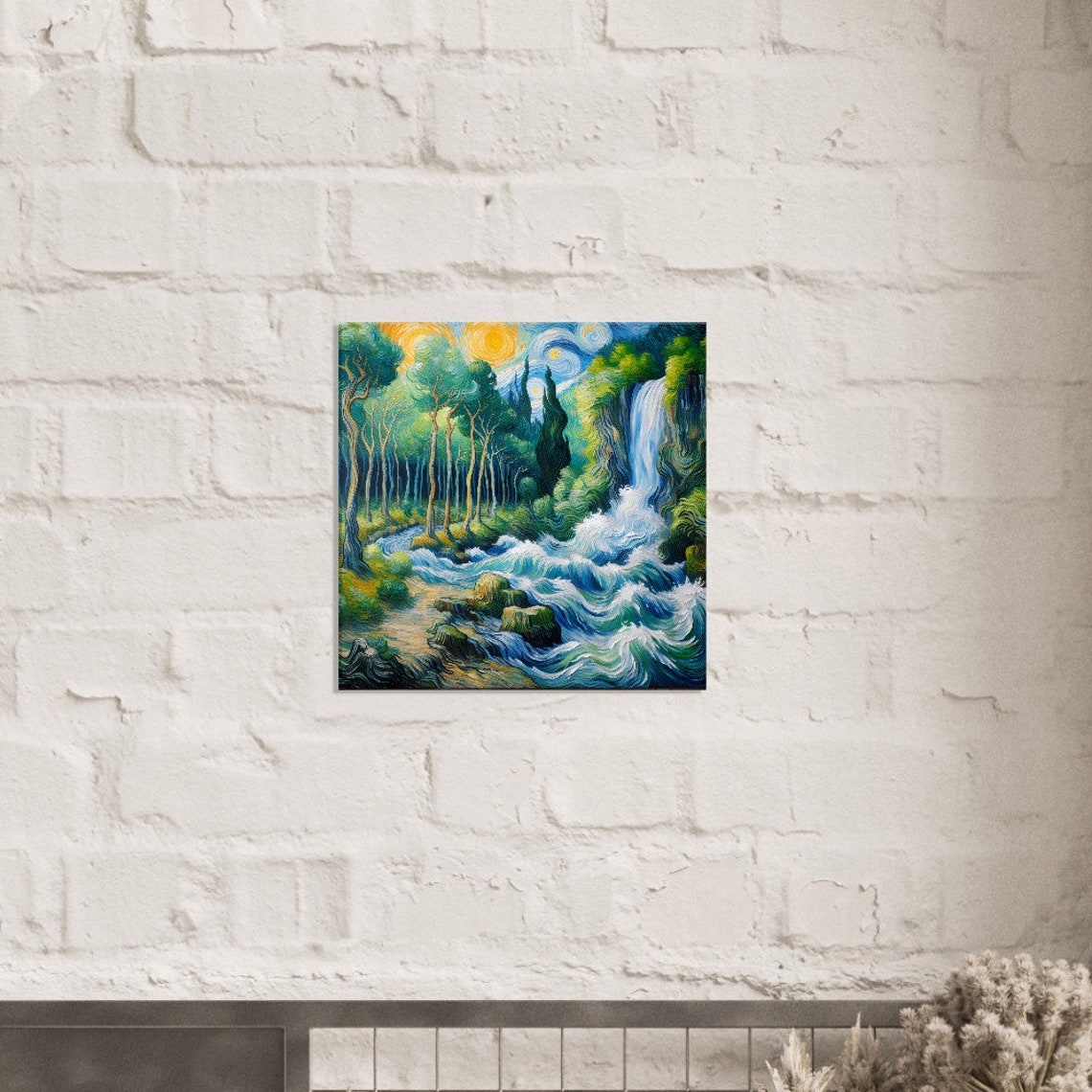 Emerald Cascades In Van Gogh Swirls Oil Painting Print Impressionism Living Roombedroom Wall Prints Housewarming Gift - Image 2
