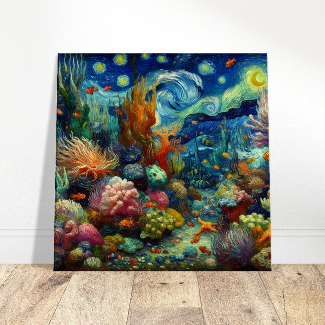 Van Gogh Inspired Reef Rhapsody Oil Painting Print Impressionism Living Roombedroom Wall Prints Housewarming Gift - Image 3