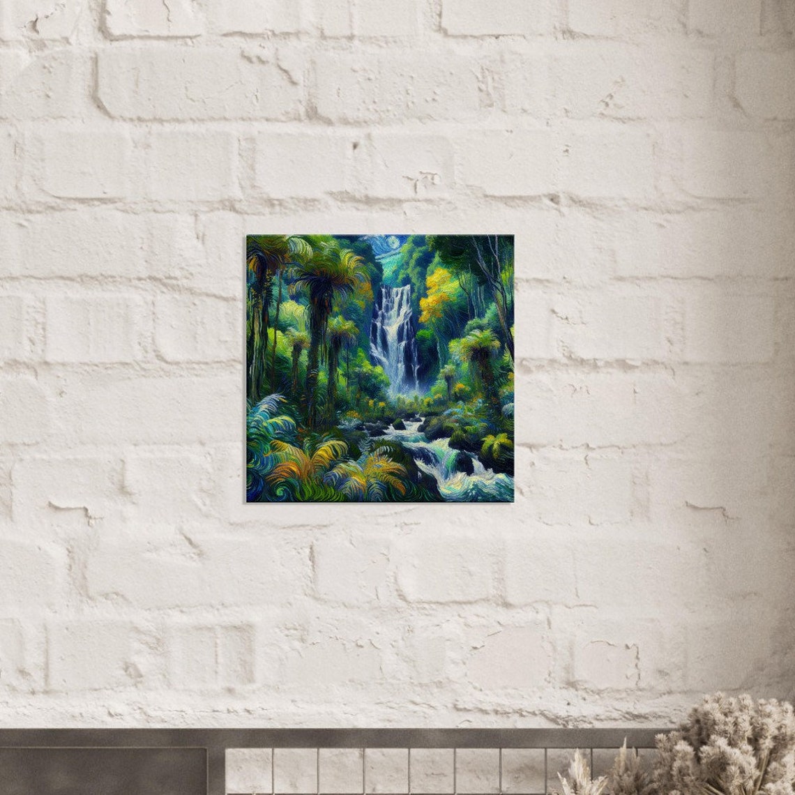 Rainforest Cascade Van Gogh Style Oil Painting Print Impressionism Living Roombedroom Wall Prints Housewarming Gift - Image 2