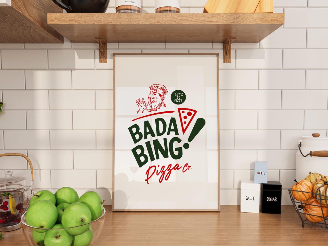 Pizza Kitchen Print Funny Kitchen Art Pizza Lover Gift For Home Retro Kitchen Wall Art Cooking Poster Food Humor Pizza Wall Decor - Image 2