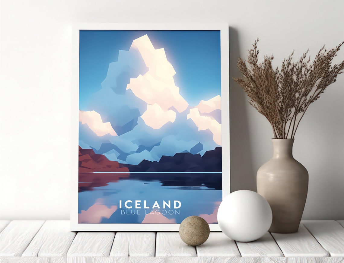 Iceland Blue Lagoon Dreamy Clouds Modern Travel Poster Artwork - Image 3