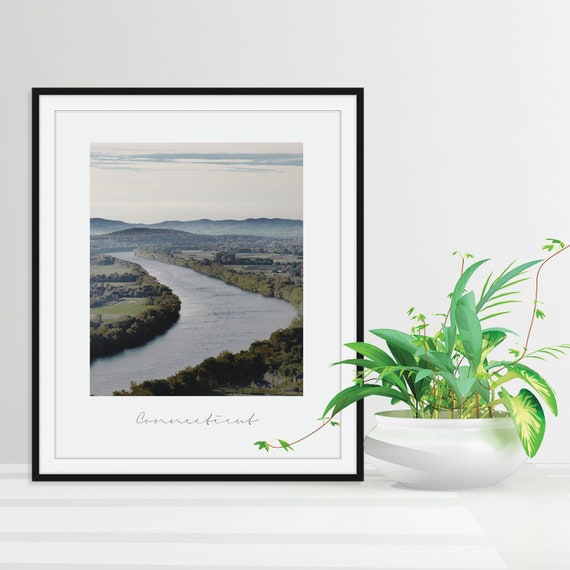 Connecticut Landscape Print Farmhouse Wall Decor Vintage Inspired River Art Connecticut Gifts New England Poster