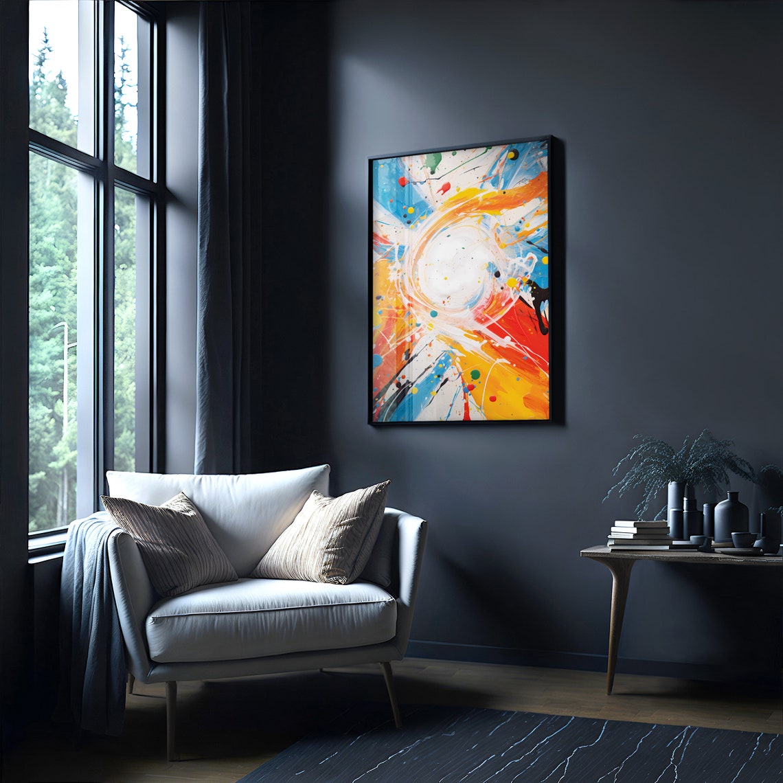Jackson Pollock Style Colorful Paint Swirl Splash Abstract Art Poster - Image 4