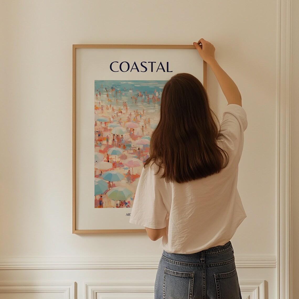 Pink Ocean Watercolor Art Print, Coastal Decor - Image 3