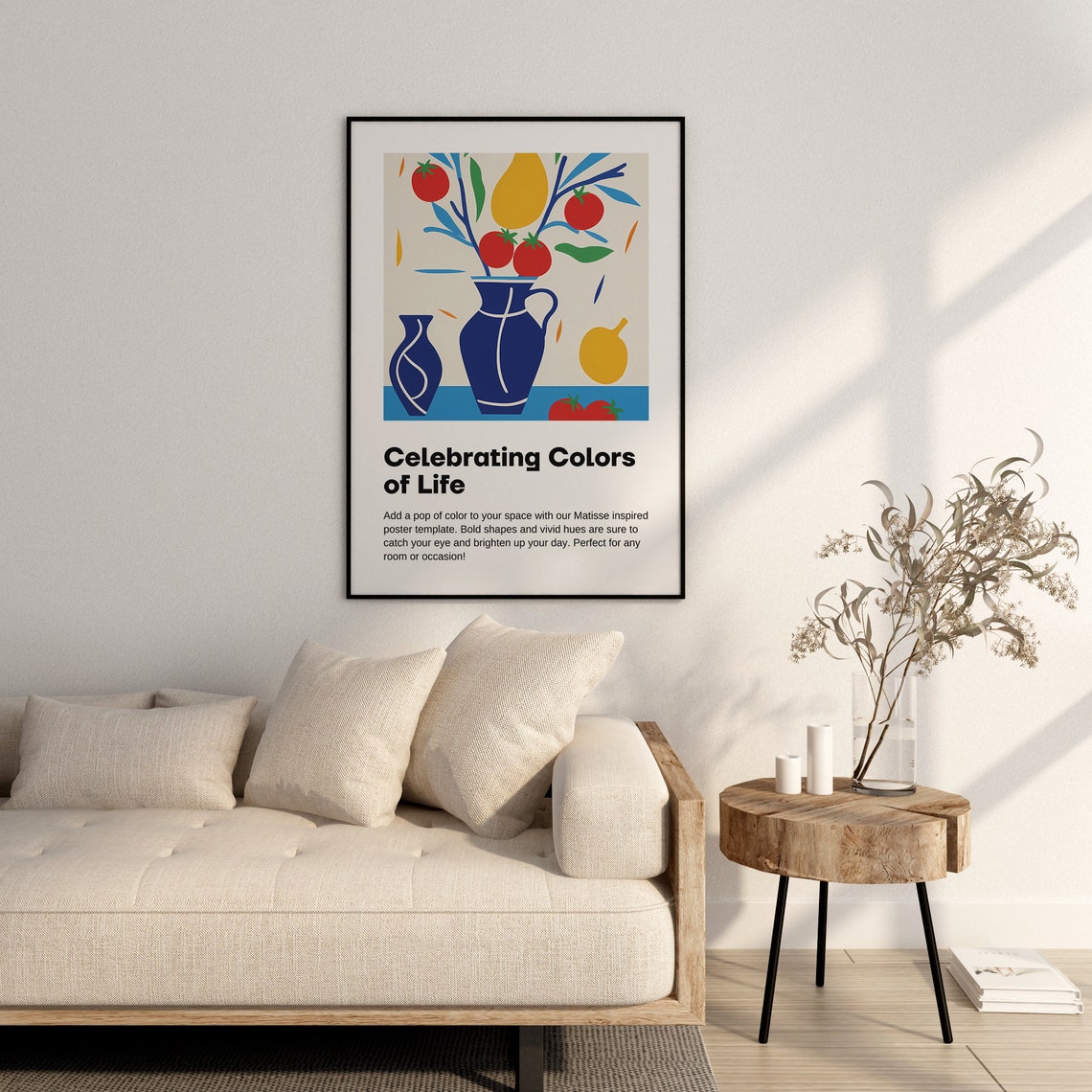 Matisse Inspired Cobalt Blue Vase Apple Still Life Modern Poster - Image 2