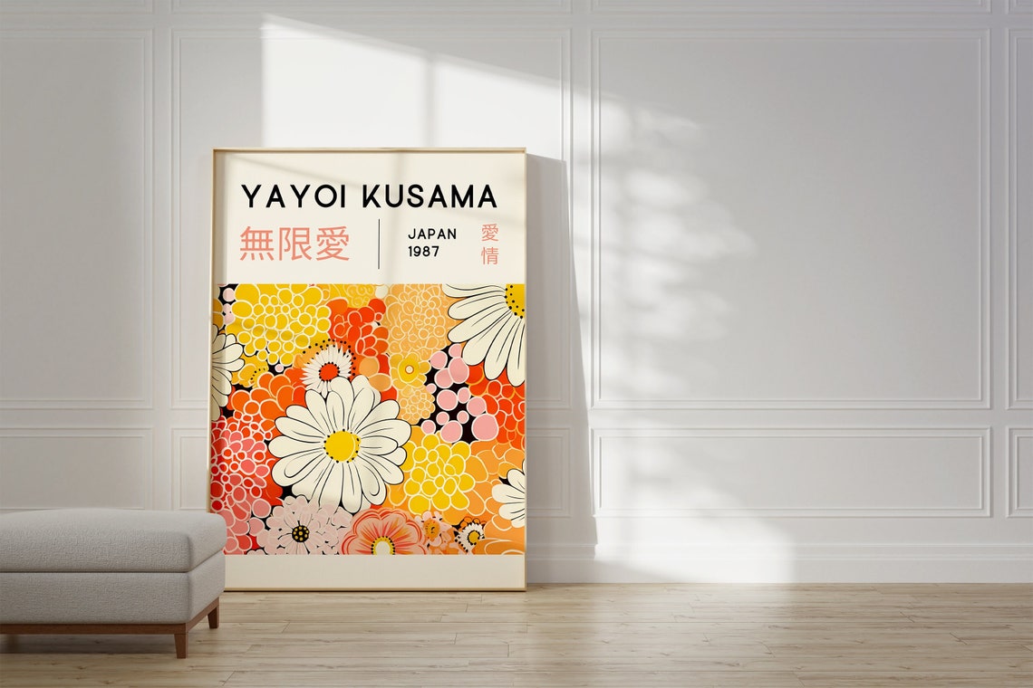 Yayoi Kusama Floral Garden Dotted Flowers Japan 1987 Art Poster