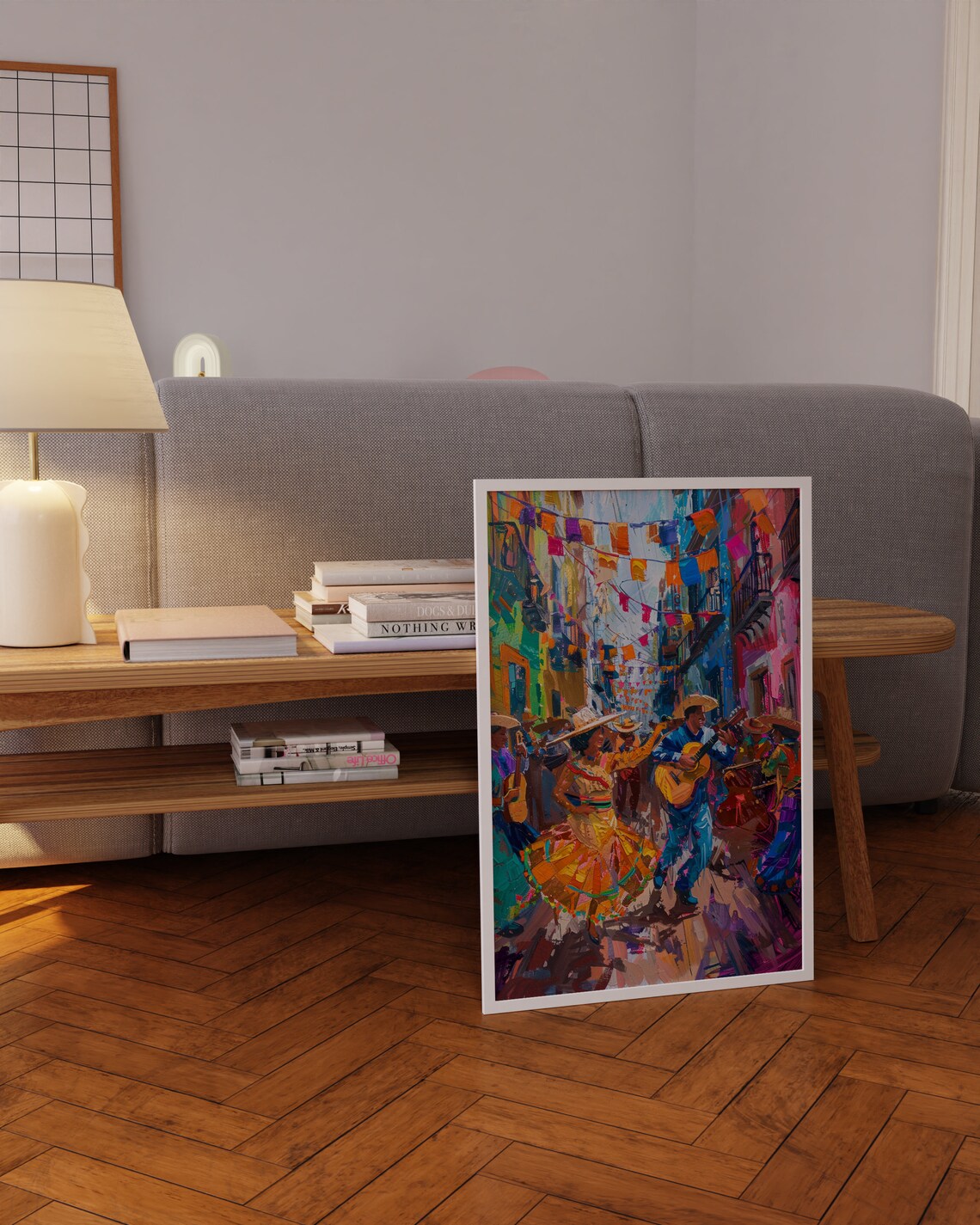 Mexican Fiesta Street with Mariachi Musicians and Dancers Art Poster - Image 5