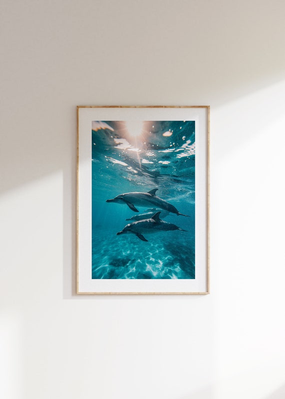 Ocean Ballet Dolphin Poster, Minimalist Nautical Decor