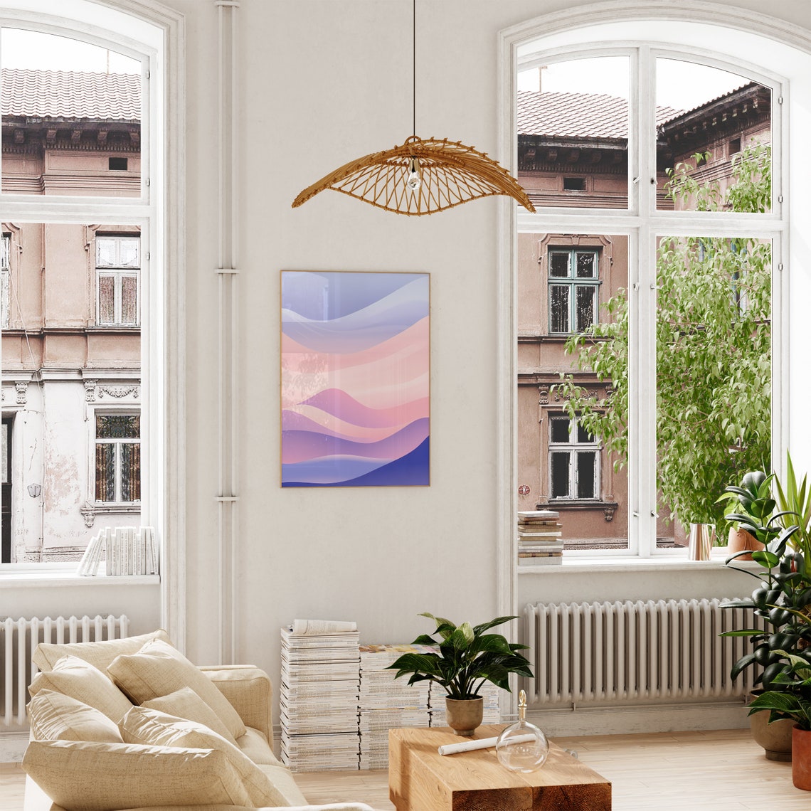 Lavender Blush Waves Calm Pastel Gradient Abstract Art Poster - Image 5
