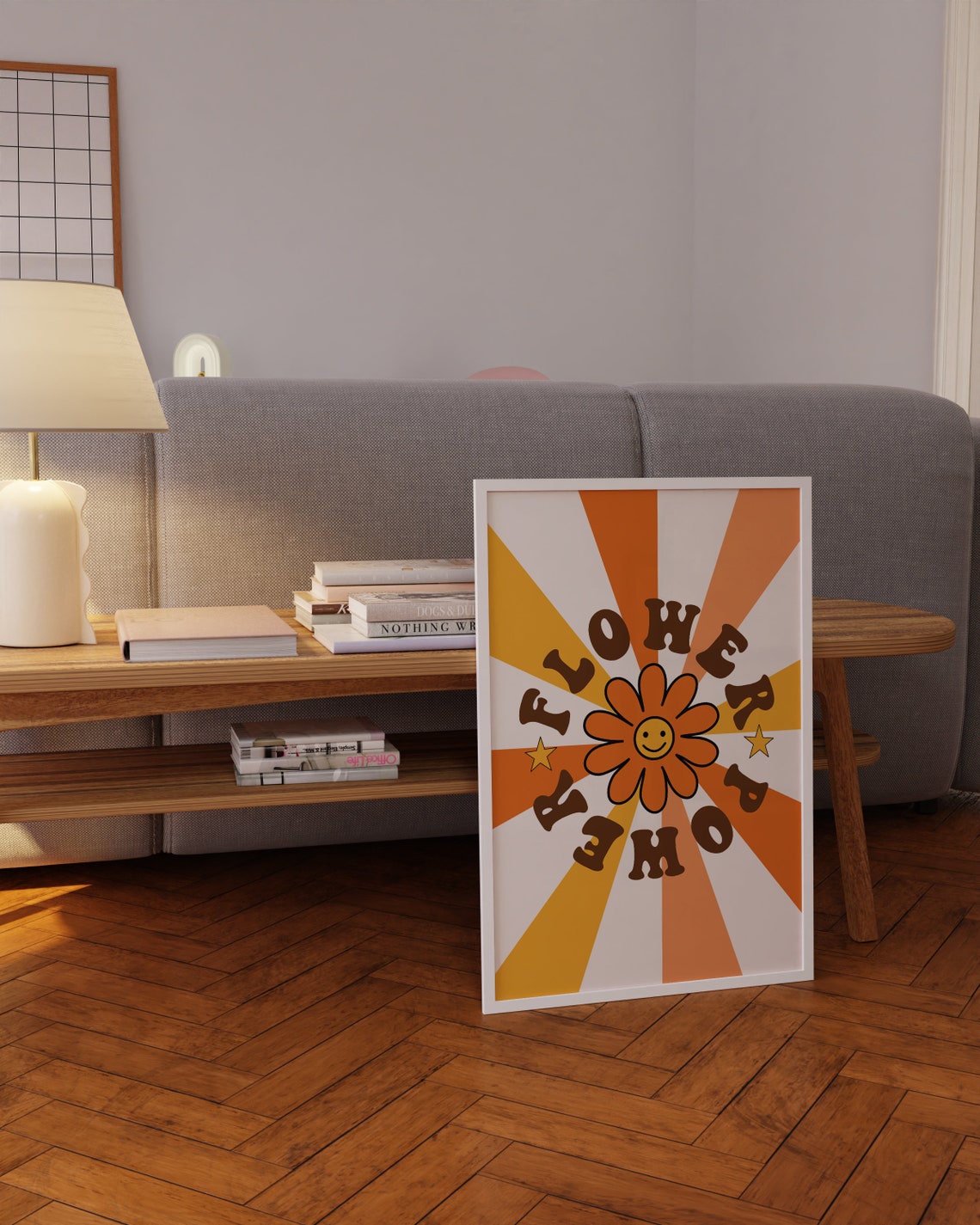 Flower Power Daisy Retro 70s Hippie Groovy Sunburst Art Poster - Image 3