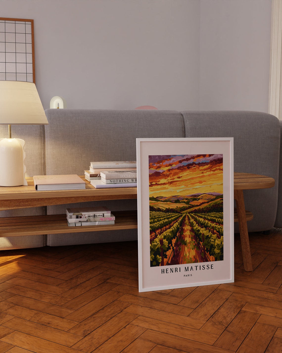 Henri Matisse Golden Vineyard Rows Under Rolling Hills Sunset Poster - Image 3