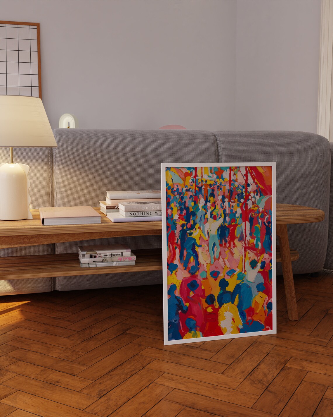 Vibrant Street Festival Crowd Dancing Abstract Colors Poster - Image 4