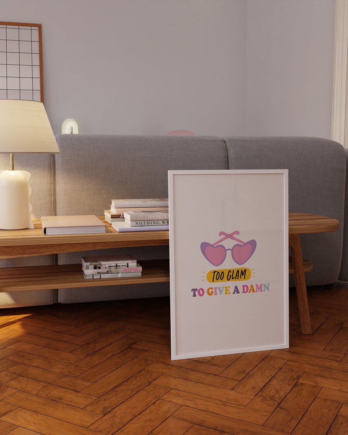 Too Glam To Give A Damn Sassy Heart Sunglasses Quote Wall Poster - Image 3