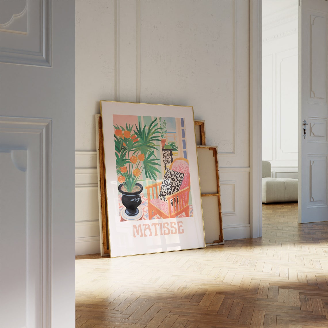 Matisse Sunny Interior Orange Flowers Armchair Exhibition Poster - Image 3