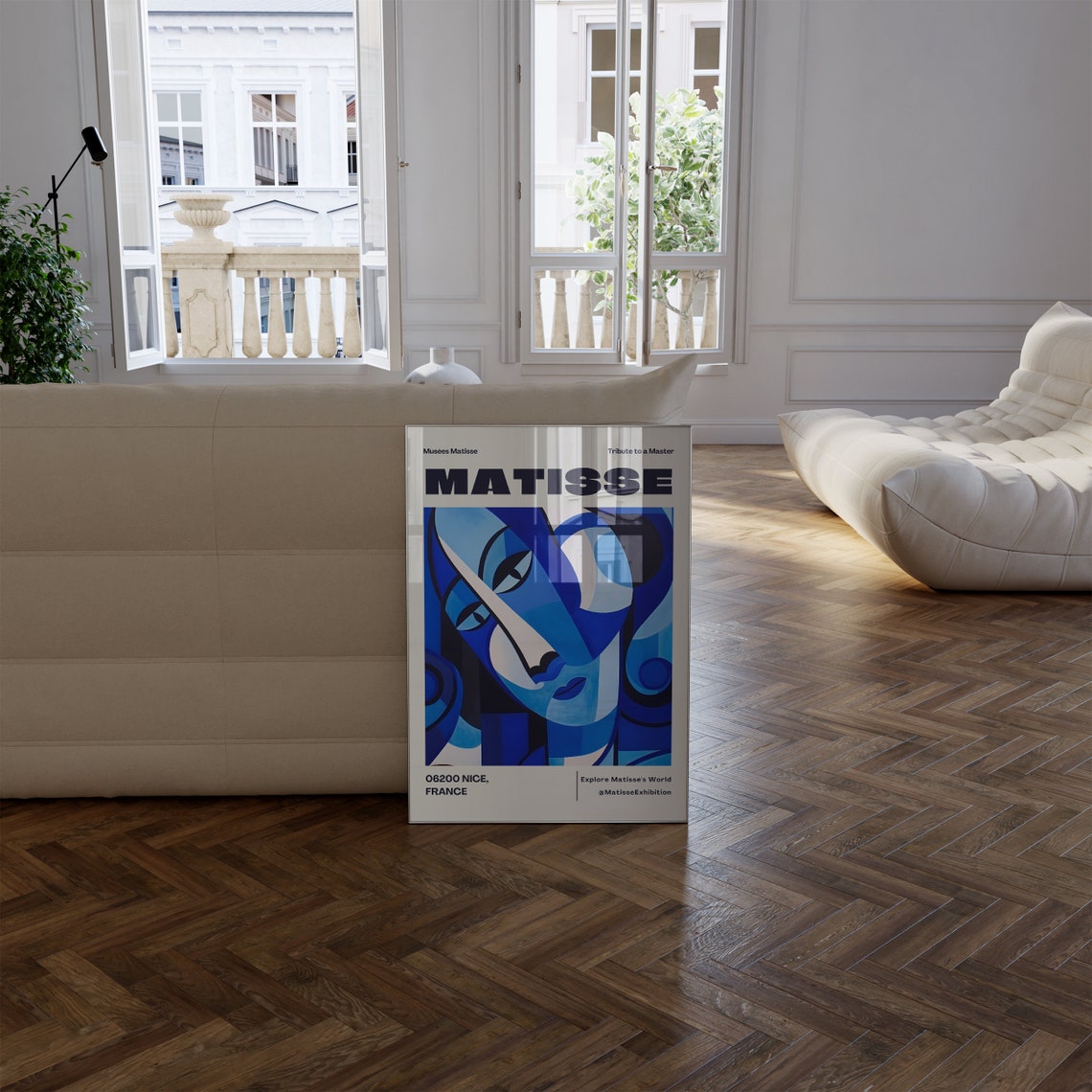 Matisse Nice France Cubist Blue Face Portrait Exhibition Poster - Image 2