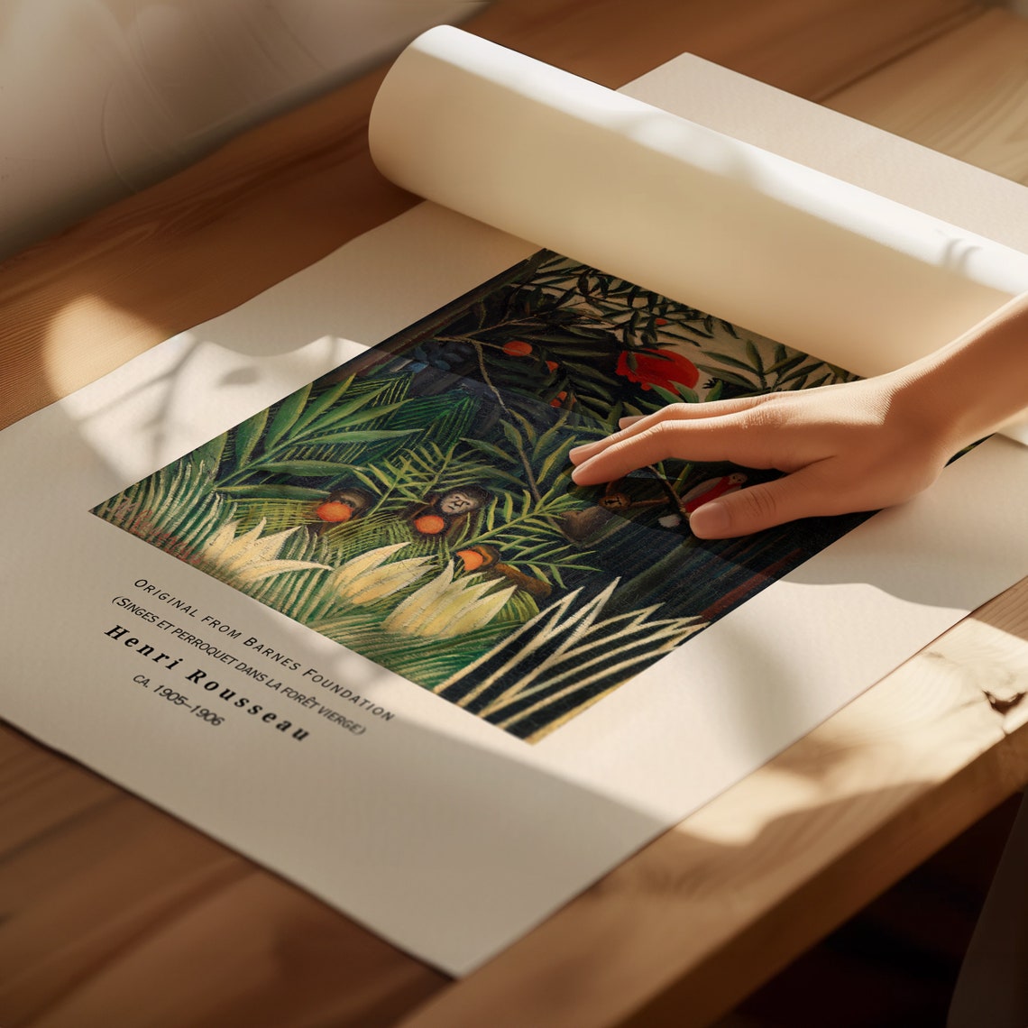 Henri Rousseau Monkeys and Parrot Virgin Forest Jungle Poster - Image 2