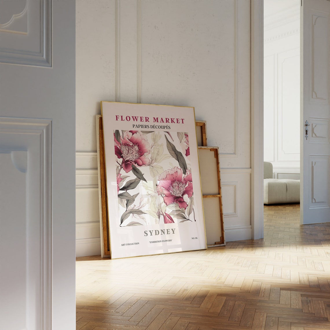 Flower Market Sydney Pink Camellia Blooms Dark Foliage Art Poster - Image 2