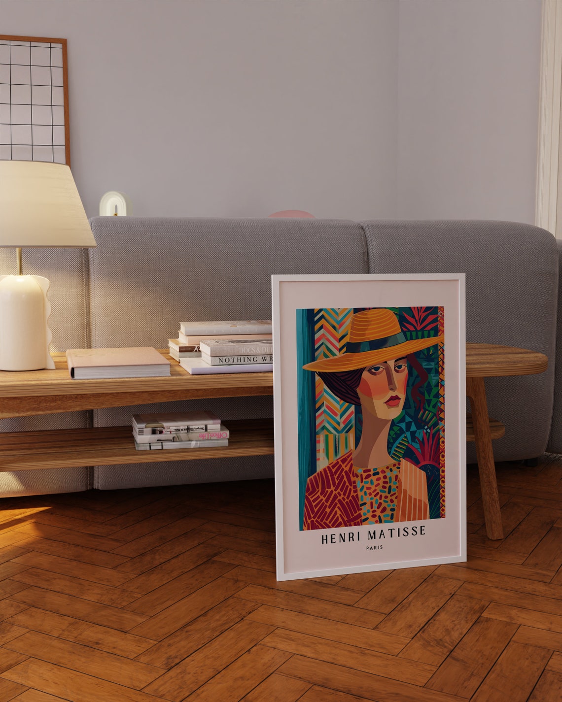 Henri Matisse Paris Woman Straw Hat Patterned Portrait Poster - Image 3
