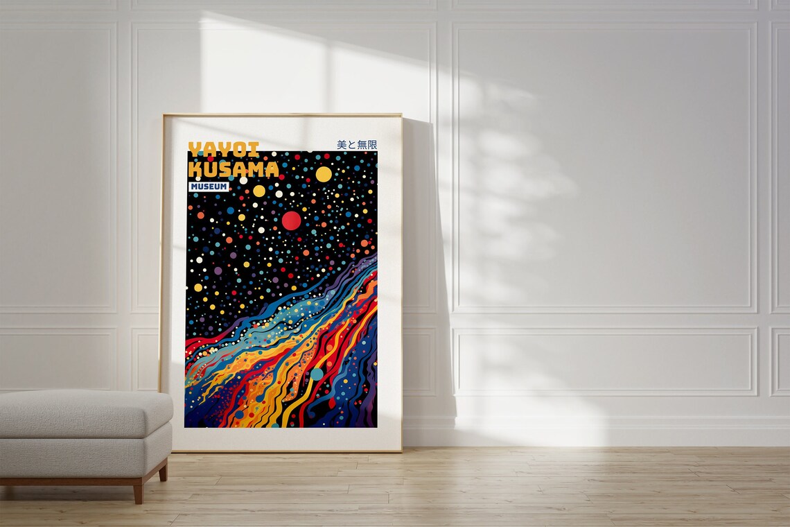 Yayoi Kusama Abstract Art Print, Japandi Wall Art