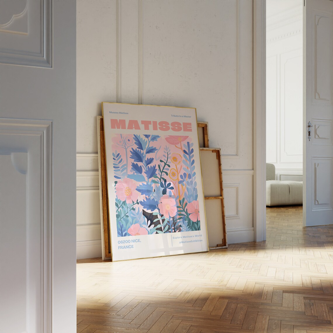 Henri Matisse Floral Tribute Exhibition Poster Pink Blue Nice France - Image 3