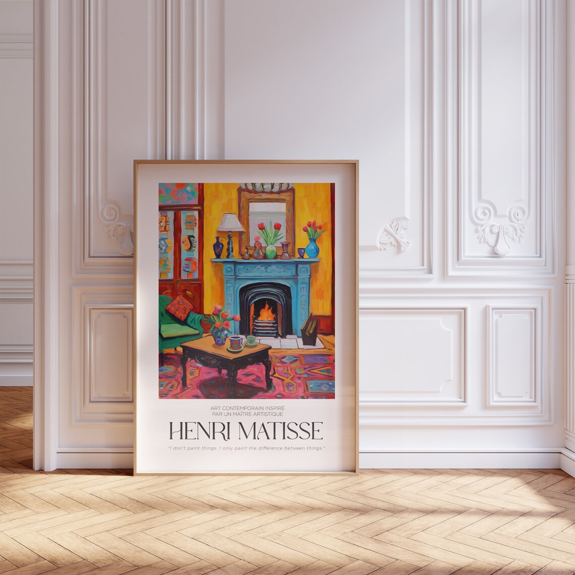 Matisse Inspired Colorful Living Room Interior Tulips Art Poster - Image 3