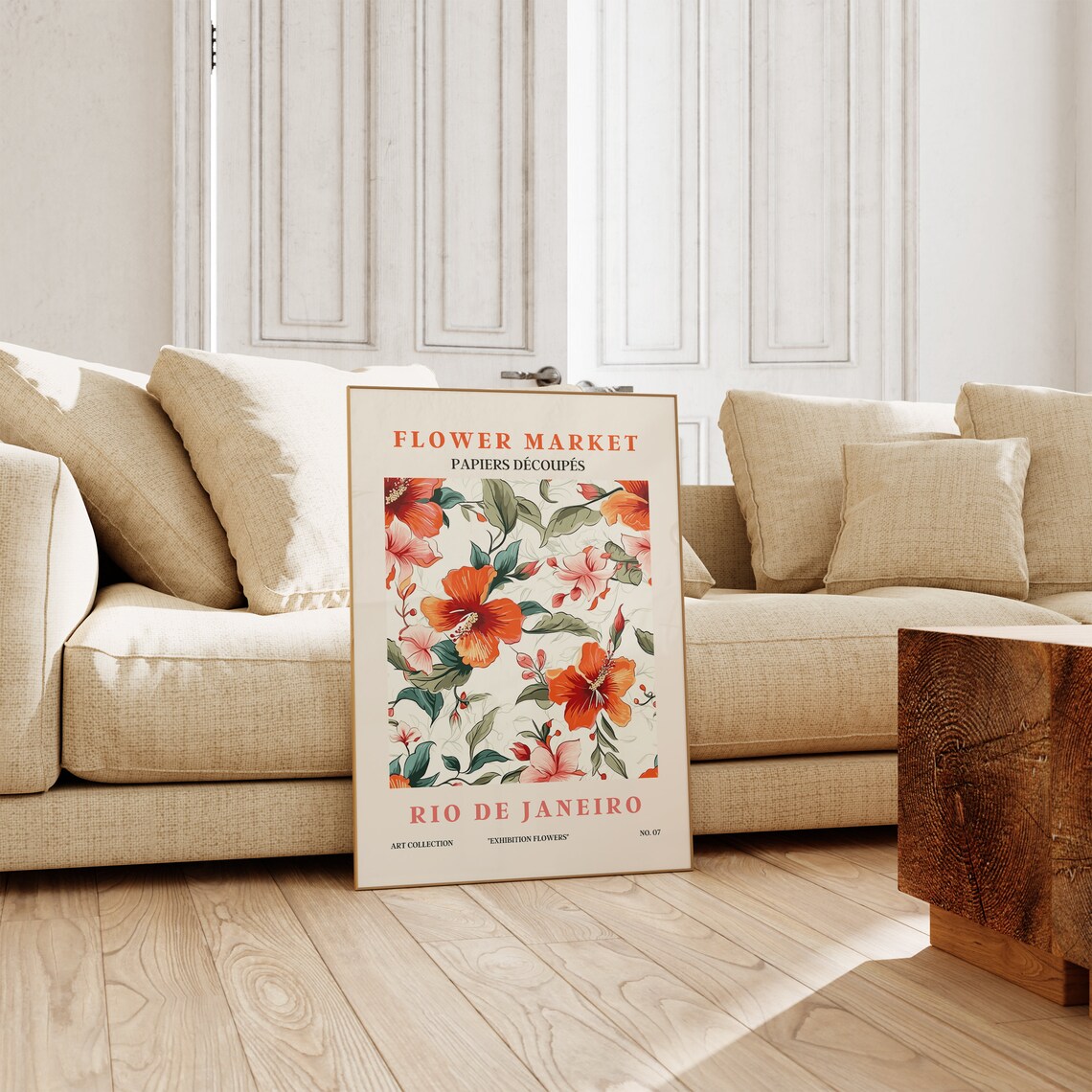 Flower Market Rio De Janeiro Orange Hibiscus Tropical Floral Poster - Image 3