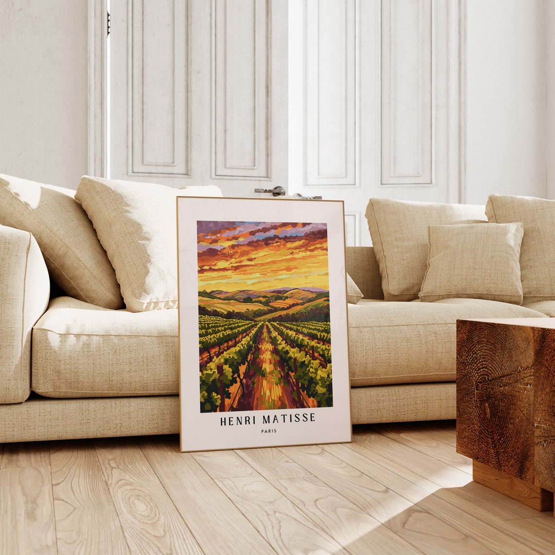 Henri Matisse Golden Vineyard Rows Under Rolling Hills Sunset Poster - Image 2