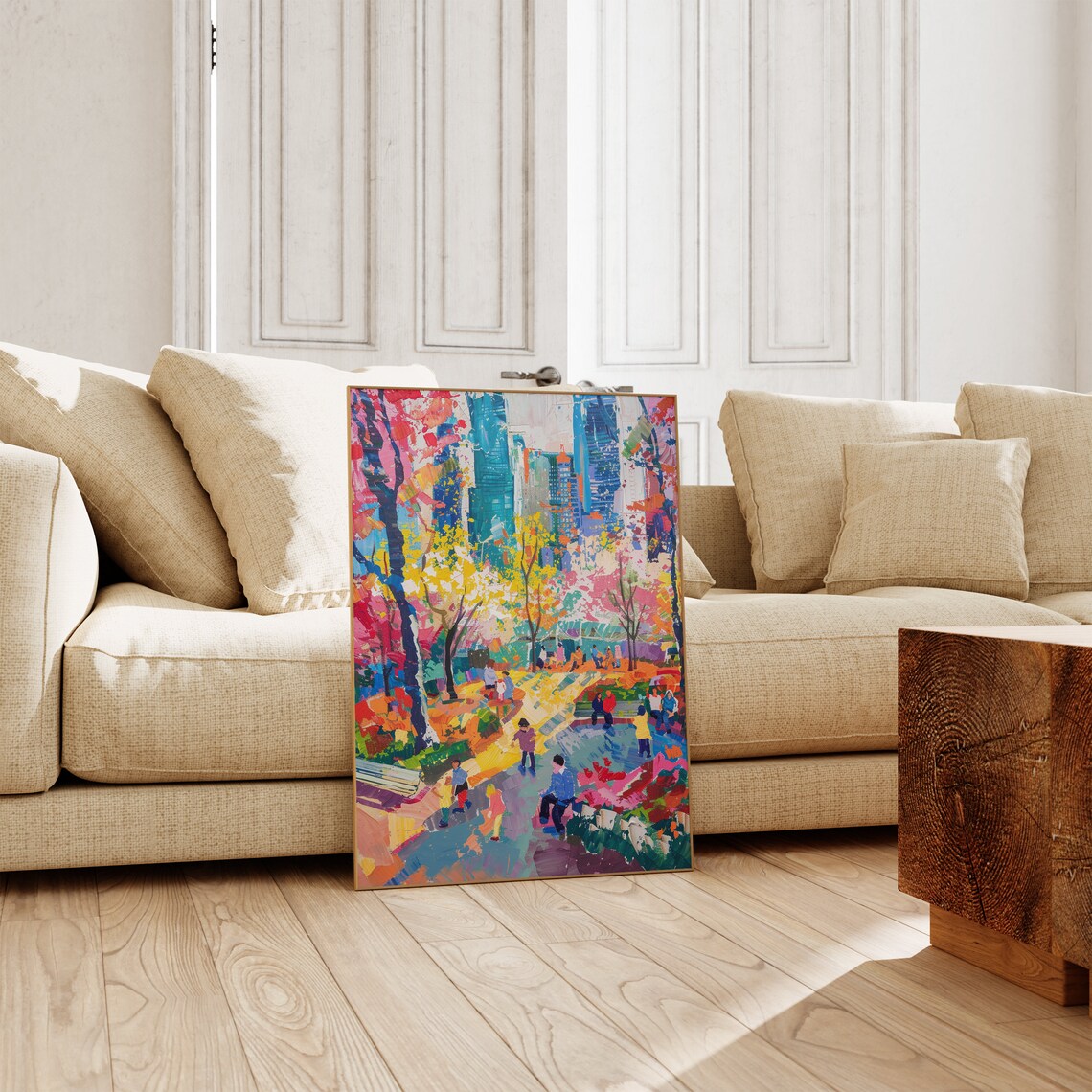 Colorful City Park Skyline Vibrant Modernist Painting Art Poster - Image 5
